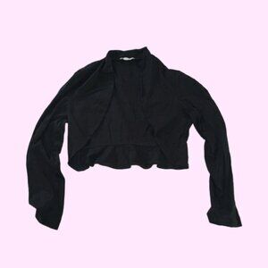 Belle Poque Long Sleeve Open Front Ruffled Hem Cotton Bolero Shrug